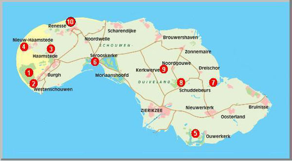 Omgeving Burgh-Haamstede, op de kaart. Trekpleisters voor de leukste uitjes