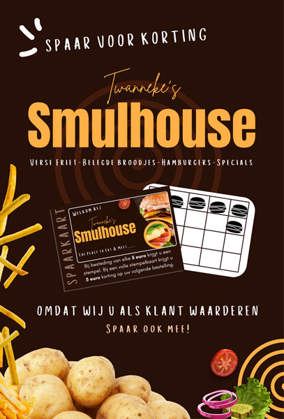 Spaar mee met de klantenkaart van Cafetaria Twanneke's Smulhouse Baarle Nassau
