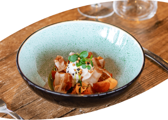 culinair gerecht coquille bacon bord